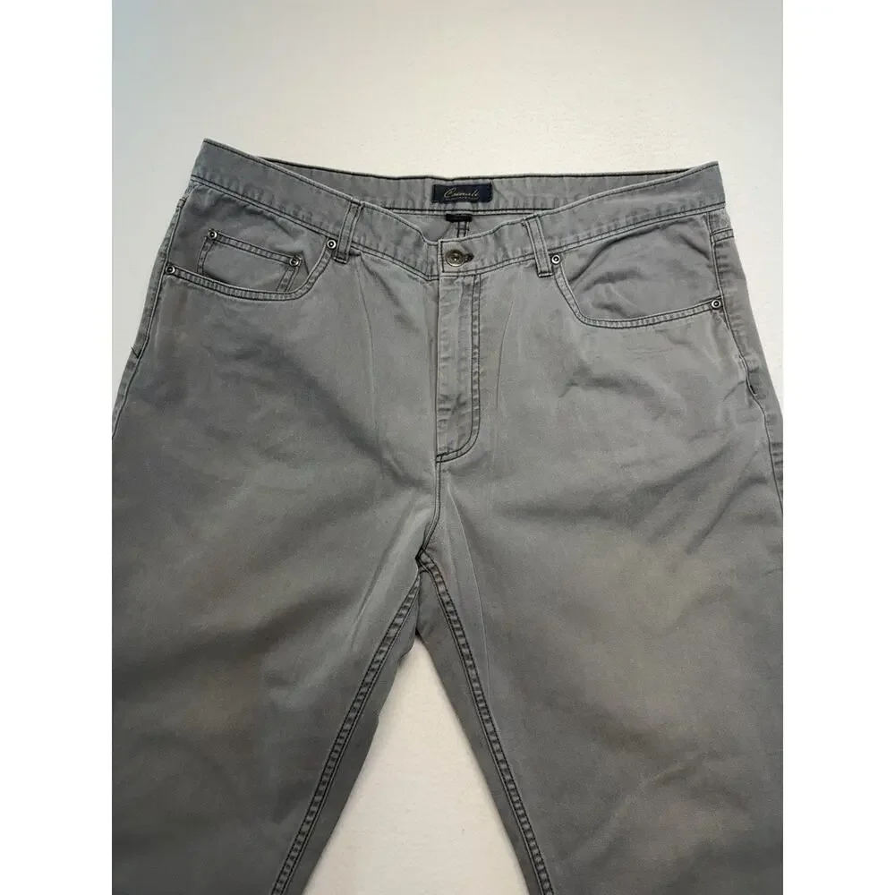 Cotten casuals gray Flat Front pants men 40X30 Office Workwear Streetwear Travel
